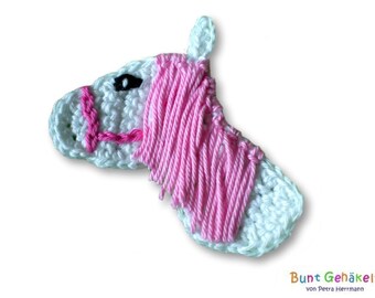 Horse - small horse's head - crochet application - patch