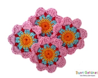 crocheted flowers, crochet appliqué, flower patches