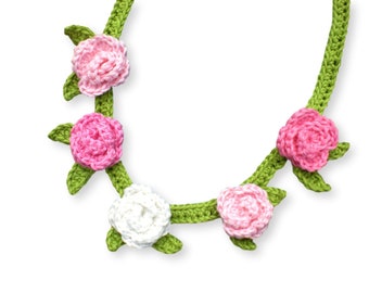 Kette, Häkelschmuck, Kinderkette, Blumenkette, Häkelblumen, Mädchenschmuck