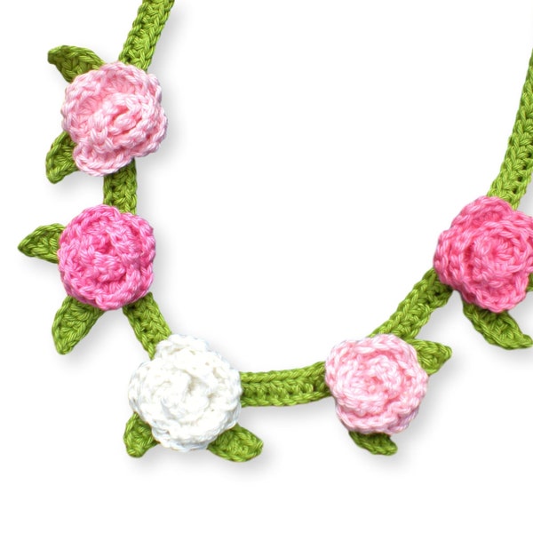 Kette, Häkelschmuck, Kinderkette, Blumenkette, Häkelblumen, Mädchenschmuck