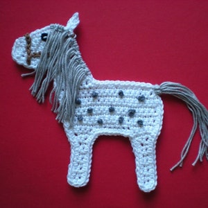 Horse, crochet applique, patch, pony, applique, animal applique, horse applique, girl applique image 3