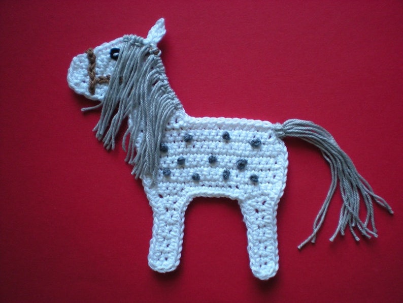 Horse, crochet applique, patch, pony, applique, animal applique, horse applique, girl applique image 3