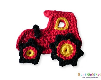 Tractor, gehaakte applicatie, patch, applicatie, gehaakte tractor, gehaakte auto, jongensapplicatie, boerderij, gehaakte tractor