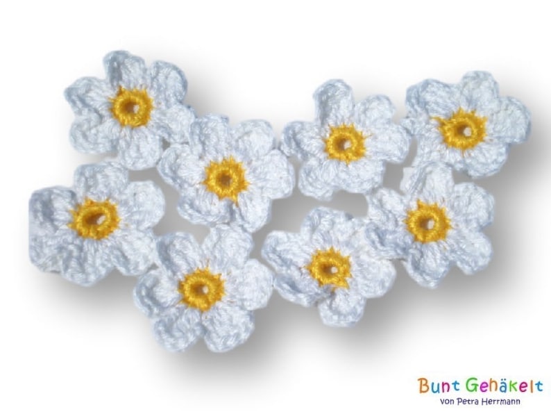 Crochet flowers 4 cm Flowers crochet applique applique patch crochet picture image 2