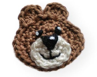 Bear, crochet applique, crocheted bear, applique, patch, crochet picture, crochet bear