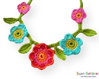 necklace for little girls, crochet necklace, crochet jewellery, flower jewellery, crochet flowers, children's jewellery,