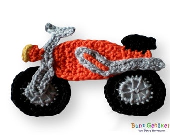 motorcycle, crochet appliqué, patch, appliqué, crochet motorcycle, boys' appliqué, crocheted, crocheted motorcycle