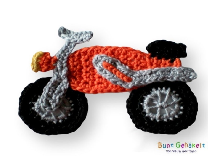 Motorcycle Crochet Applique Patch Applique Crochet Etsy