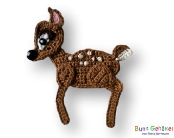 Fawn deer Bambi crochet applique patch