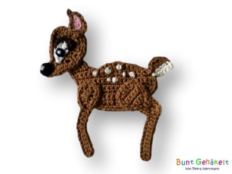 Fawn deer Bambi crochet applique patch image 1