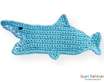 shark, crochet applique, patch, crochet image, crocheted shark,