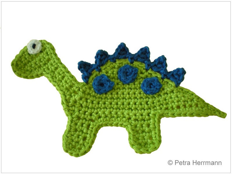 Dinosaur Dino crochet application, crocheted dinosaur, appliqué, patch, crochet picture, crochet dinosaur, crochet dinosaur image 3