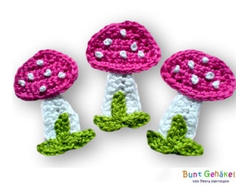 Toadstool Mushroom Crochet Application Patch Application Mushroom Application Crocheted