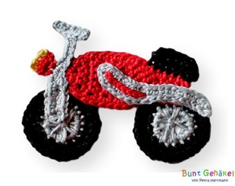 motorcycle, crochet appliqué, patch, appliqué, crochet motorcycle, boys' appliqué, crocheted, crocheted motorcycle