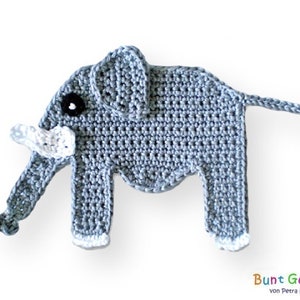 elephant, crochet application, crocheted elephant, appliqué, patch, crochet pattern, crochet elephant image 1