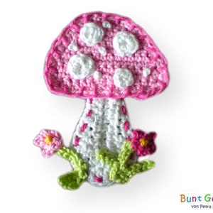 Amanite mouche, champignon au crochet, application au crochet, patch, application, champignon porte-bonheur, image au crochet, crochet, champignon au crochet