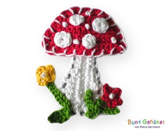 Toppa a forma di fungo applique all'uncinetto Toadstool