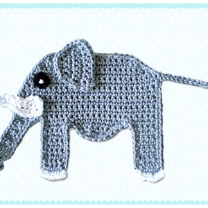 elephant, crochet application, crocheted elephant, appliqué, patch, crochet pattern, crochet elephant image 3