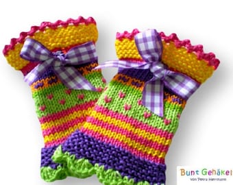 Gauntlets for little girls, arm warmers, knitted pulse warmers for kids