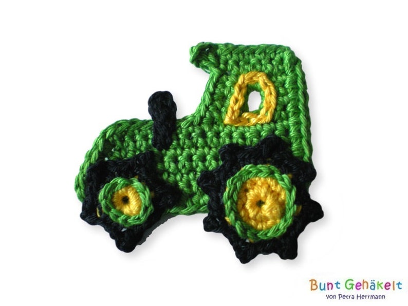 Tractor, crochet application, patch, application, crochet tractor, crochet car, boy's application image 1