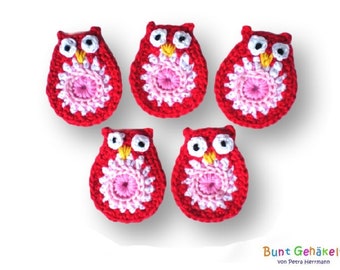 Owl, crochet application, crocheted owl, appliqué, patch, crochet, Häkeleule