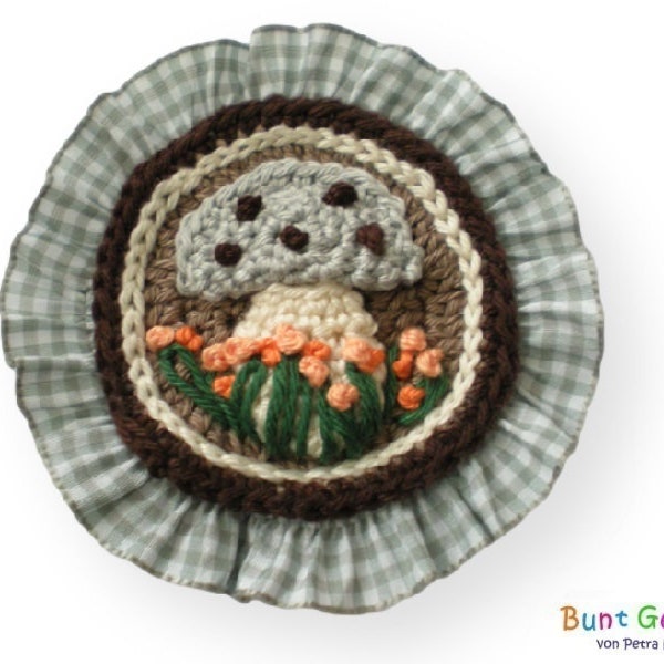 Fly Mushroom button Crochet Patch application crochet pattern