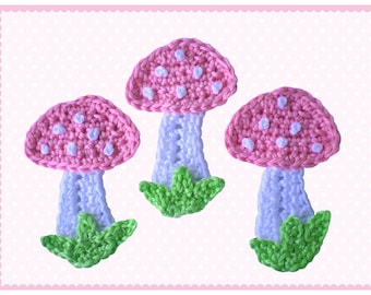Toadstool Mushroom Crochet Application Patch Mushroom Application Crocheted Application