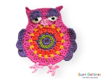 Owl XXL crochet application applique crochet picture large owl