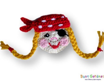 Pirate, Pirate Girl, crochet application, Patch, crocheted application, crochet, girl application
