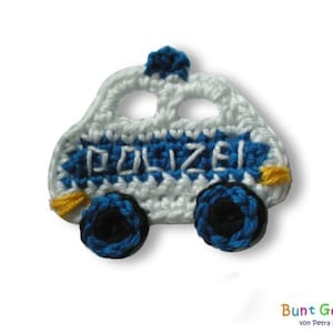 police car, crochet appliqué, police, patch, appliqué, crochet car, boy appliqué, crocheted, crocheted police car