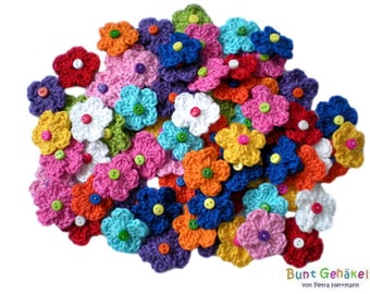 11 pieces of crochet flowers mini 2.5 cm, crochet applique, patch, appliqué, flowers, scattered flowers, crochet pattern