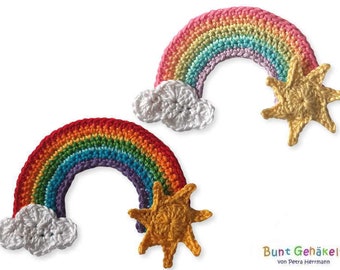 crocheted applique rainbow, crochet applique, applique, patch, crochet picture