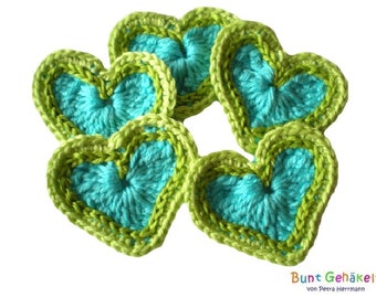 2 Hearts Crochet Application Heart Application Patch Crocheted Crochet Heart