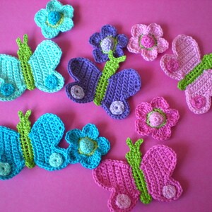 butterfly, crochet application, patch, appliqué, crochet pattern, crocheted appliqué, crocheted butterfly, crochet flower image 3