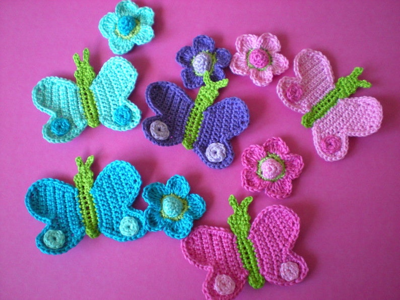 butterfly, crochet application, patch, appliqué, crochet pattern, crocheted appliqué, crocheted butterfly, crochet flower image 3