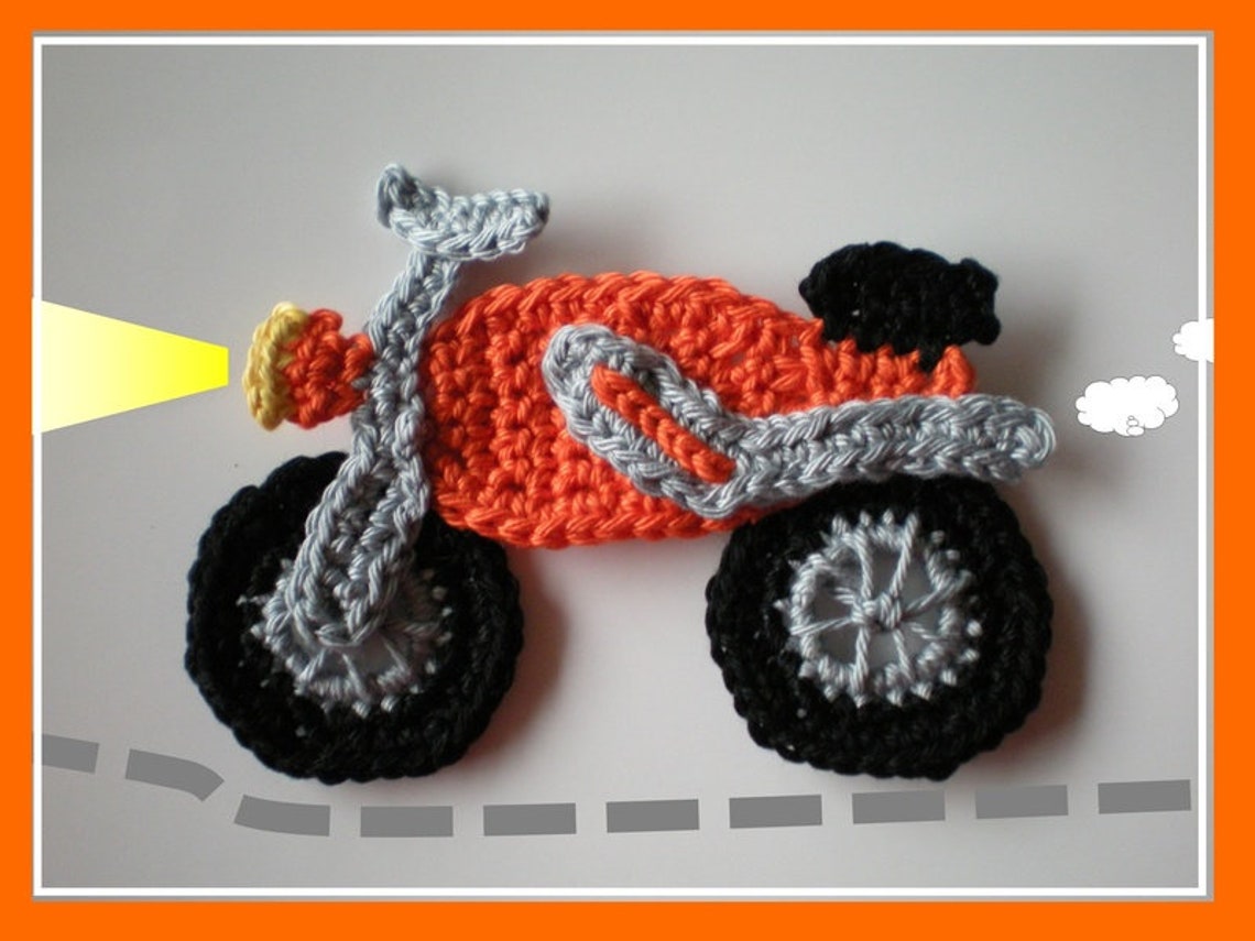 Motorcycle Crochet Applique Patch Applique Crochet Etsy