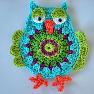 Owl, crochet applique, crochet owl, applique, patch, crochet picture, crochet owl image 3