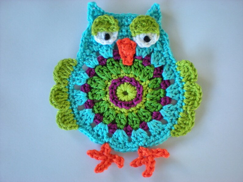 Owl, crochet applique, crochet owl, applique, patch, crochet picture, crochet owl image 3