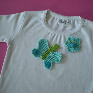 butterfly, crochet application, patch, appliqué, crochet pattern, crocheted appliqué, crocheted butterfly, crochet flower image 2