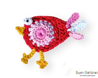 bird, crochet appliqué, crochet bird, appliqué, patch, crochet picture, crochet bird