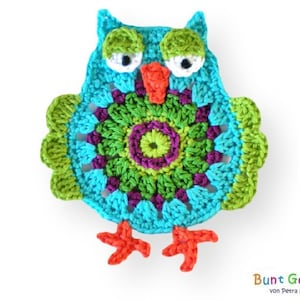 Owl, crochet applique, crochet owl, applique, patch, crochet picture, crochet owl image 1