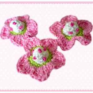 Häkelblümchen, Häkelapplikation, Häkelblume, Applikation, Aufnäher, Blumen rosa pink Bild 5