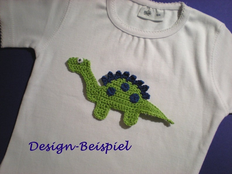 Dinosaur Dino crochet application, crocheted dinosaur, appliqué, patch, crochet picture, crochet dinosaur, crochet dinosaur image 2