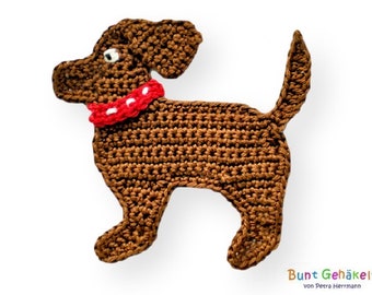 Dog crochet applique, crocheted dog, applique, patch, crochet picture, dog applique