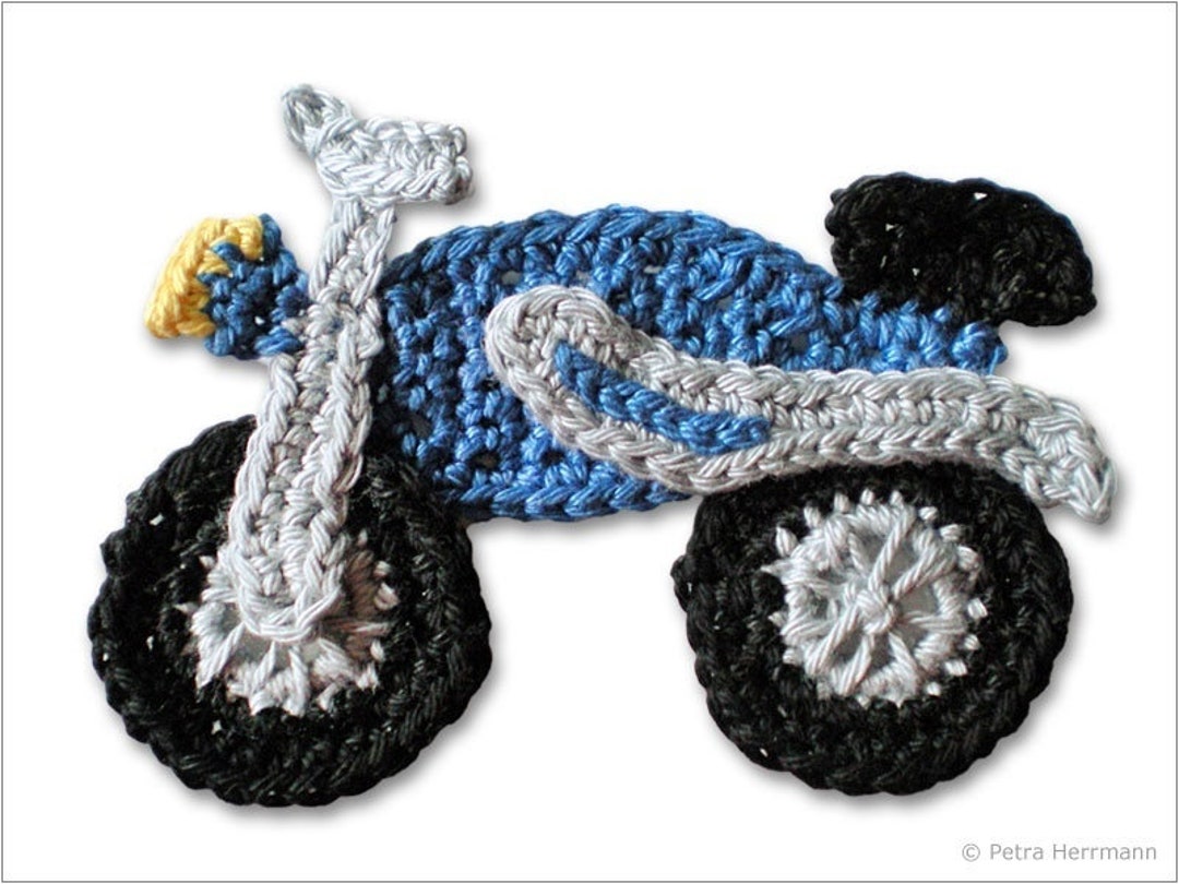 Motorcycle Crochet Appliqué Patch Appliqué Crochet Etsy