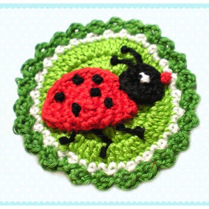 Ladybird Appliqué, Crochet Application, Patch, Crochet Picture, Crochet Button image 2