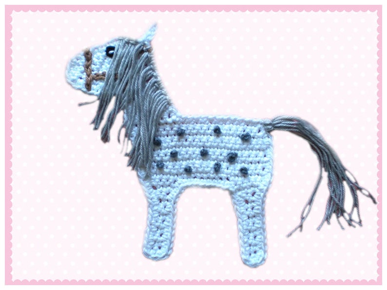 Horse, crochet applique, patch, pony, applique, animal applique, horse applique, girl applique image 4