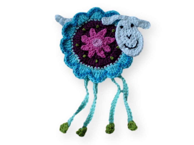 Sheep Crochet Sheep Crochet Application Patch Crochet Flower Sheep Patch Crochet Pattern image 1