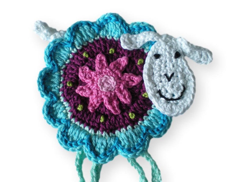 Sheep Crochet Sheep Crochet Application Patch Crochet Flower Sheep Patch Crochet Pattern image 2