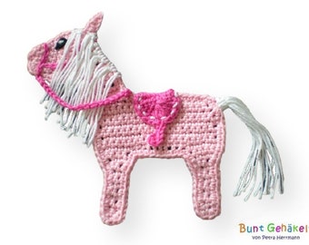 crocheted horse, crochet application, patch, pony, appliqué, patch